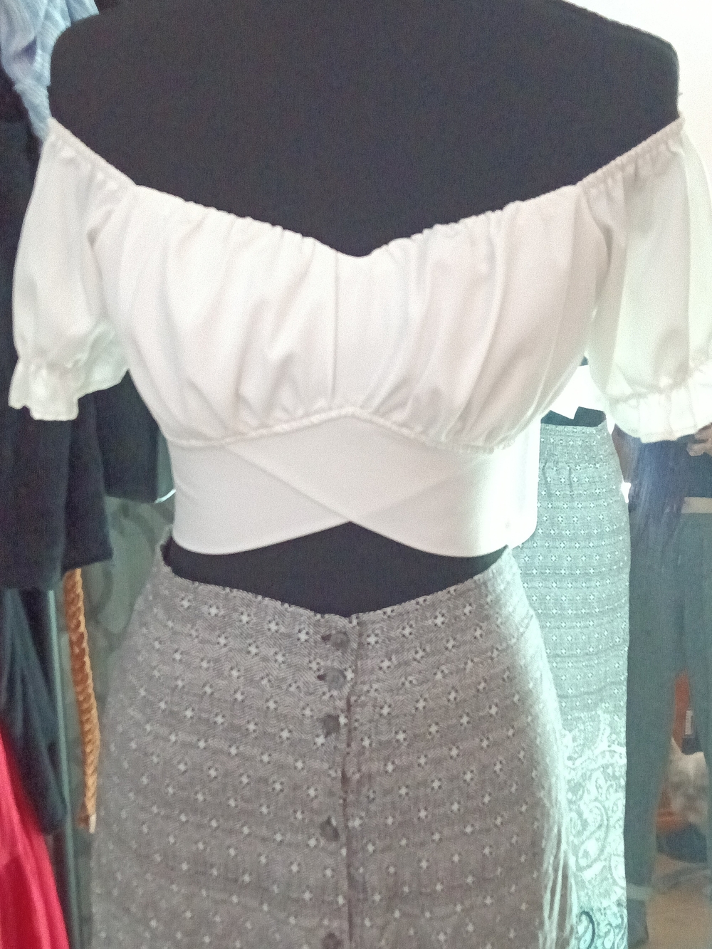 White Off-Shoulder Crop Top - Elegant Women's Top